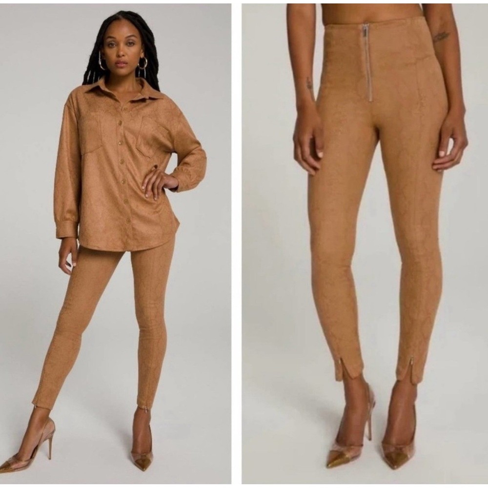 GOOD AMERICAN New Women XL Pant Skinny Brown Faux Snake The Boss Leggings 38 - Picture 9 of 16